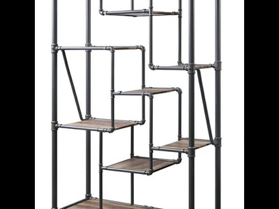 Brantley Antique Oak and Sandy Gray Industrial Bookshelf
