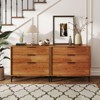 Tangkula 3-Drawer Dresser w/ Metal Support Legs & Anti-tipping Kit for Bedroom Cherry - 3 of 4