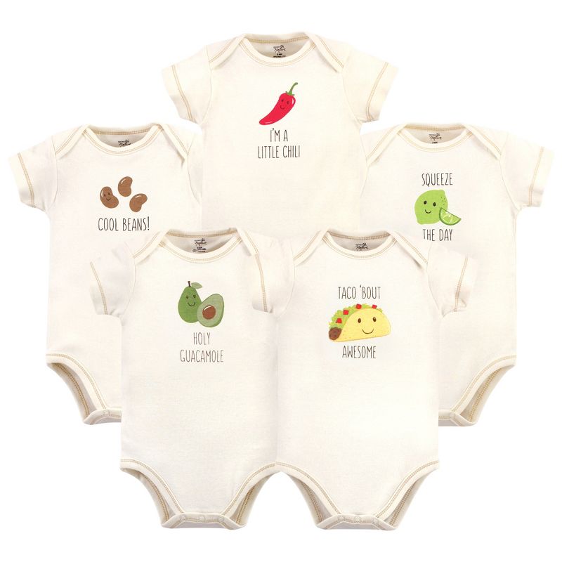 Touched by Nature Organic Cotton Bodysuits 5pk, Taco, 1 of 8