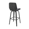 Renee 26" Swivel Gray Faux Leather and Black Wood Bar Stool - 3 of 4