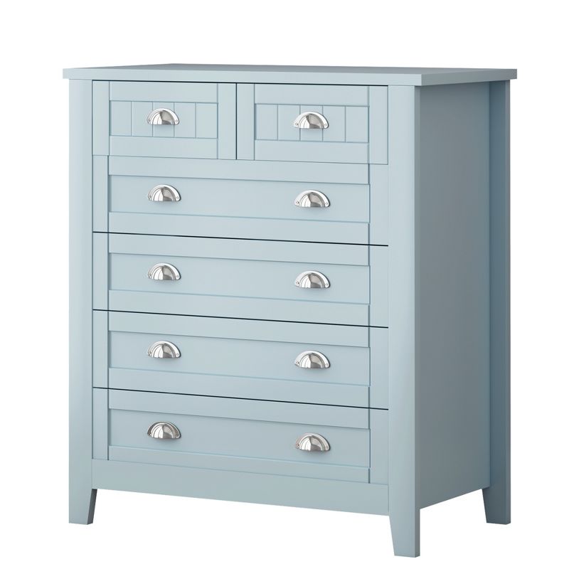 Modern 4/6 Drawer Dresser with Wooden Legs and Vintage Shell Handles - ModernLuxe, 5 of 12
