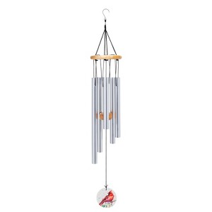 Nat & Jules Dean Crouser Cardinal Watercolor Red 26 x 4 Aluminum and Wood Wind Chime - 1 of 4