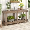KIGFTSOD Vintage Fir Wood Entryway Table, 6 Reinforced Legs & 4.5" Thick Top with Metal Rivets & Under-Shelf, for Hallway Living Room - 2 of 4