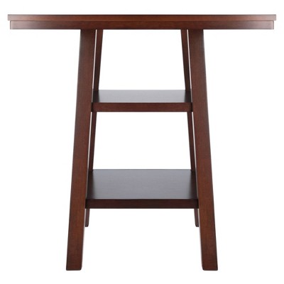 Winsome Orlando 33.86" Square High Walnut Dining Table with Storage