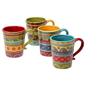 Certified International Damask Floral 14 oz. 4.75 in. Multicolored  Porcelain Mug (Set of 6) 45166SET6 - The Home Depot
