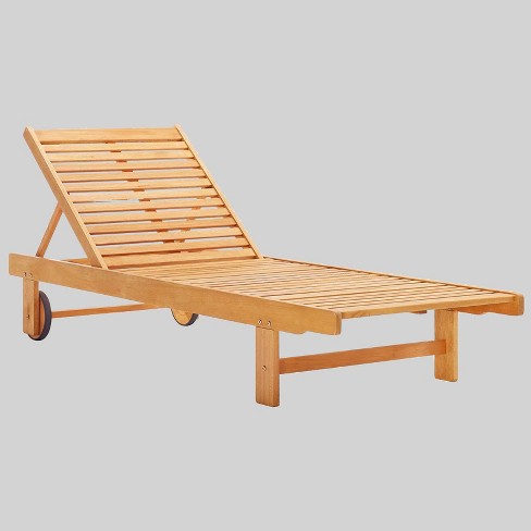 Hatteras Outdoor Patio Eucalyptus Wood Chaise Lounge Chair Natural Modway Target