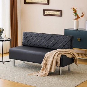 Karl Home Black 58.6 in. Upholstered Waiting Room Reception Bench Chair with Backrest - 1 of 4