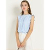 INSPIRE CHIC Women's Ruffled Curved Hem Business Office Vintage Sleeveless Blouse - 3 of 4