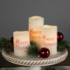 Northlight LED Flameless Frosted "Merry Christmas" Wax Pillar Candles - 6" - Set of 3 - 3 of 4