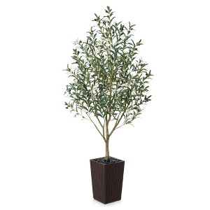 DR.Planzen 72" Artificial Olive Tree - 6FT UV Resistant Fake Plant with 15.7" Tall Planter Planter for Indoor House Plants & Tall Floor Decor - 1 of 4