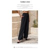 Clearlove Women's Casual Pants Loose Lace Up High Waist Trousers Pleated Straight Leg Pants - 3 of 4