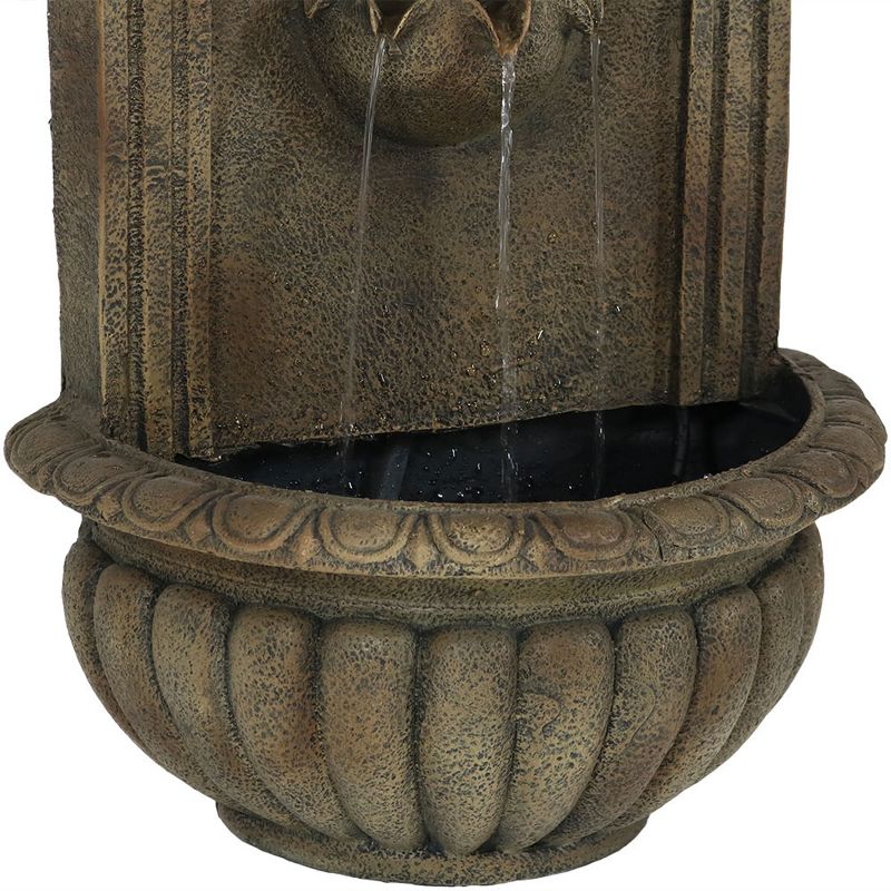 Sunnydaze 27"H Solar-Powered Polystone Florence Outdoor Wall-Mount Water Fountain, Florentine Stone Finish, 5 of 13