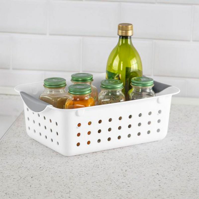 Sterilite White Small Ultra Basket Durable Plastic Storage Totes Bins for with Titanium Inserts for Home Organization, 6 of 8