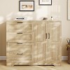 Multifunctional Wooden Dresser, 2 Door Wardrobe Armoire Closet with 4 Drawers and Hanging Rod, Low Storage Cabinet for Hanging Cloth - 3 of 4