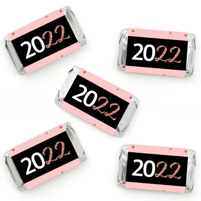 Big Dot of Happiness Rose Gold Happy New Year - Mini Candy Bar Wrapper Stickers - 2022 New Year's Eve Party Small Favors - 40 Count