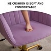 TiramisuBest Lilac Velvet Adjustable Office Chair with Golden Base & Lumbar Support - 3 of 4