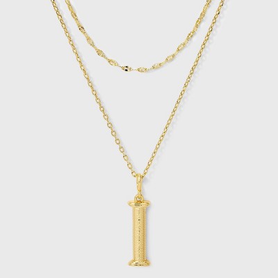 14K Gold Dipped Cubic Zirconia Duo I Initial Multi-Strand Necklace - A New Day™ Gold