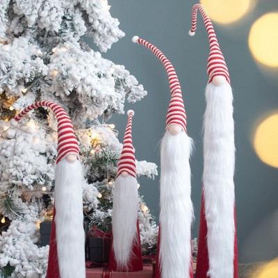Whisen S/4 Christmas Skny Tl Cone Gnome - White & Red