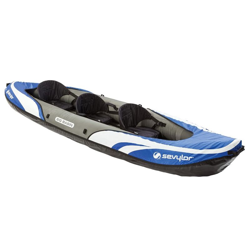 Sevylor Big Basin 3 Person Inflatable Kayak w/Adjustable Seats & Stearns Men's  V2 Series Neoprene V-Flex Life Jacket Vest, Blue, Medium, 2 of 7
