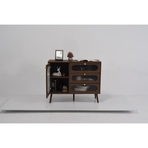 Accent Cabinet with 3 Drawers and Glass Door, Wooden Storage Cabinet with Shelves, Sideboard for Living Room, Entryway - 1 of 1