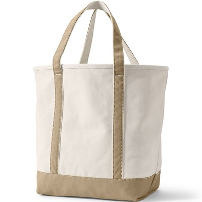 Large Ivory and Beige Canvas Shoulder Bag with Side Pockets