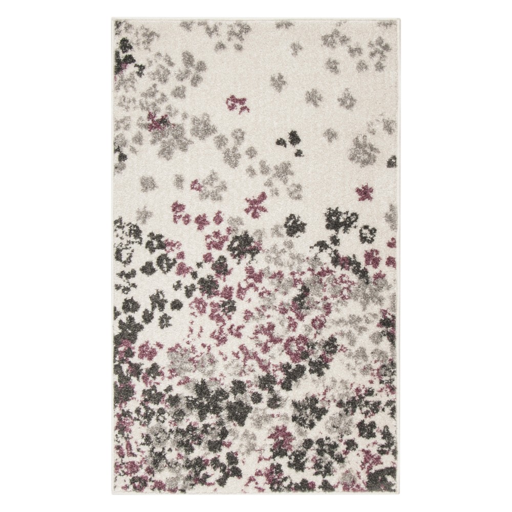 Floral Accent Rug Ivory/Purple