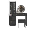 Black Linen Particle Board 4-Door 6-Drawer LED Three-Color Mirror Dresser Set with Interchangeable Left and Right Drawer Compartments - 2 of 4