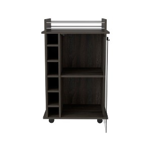 Vynxaria 37-Inch Bar Serving Carts, Mobile Beverage Station with Wine Cubbies, Carbon Espresso Finish - 1 of 4