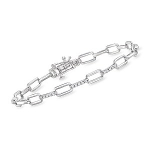 Pure Collection by Ross-Simons 0.15 ct. t.w. Diamond Paper Clip Link Bracelet in Sterling Silver - 1 of 4