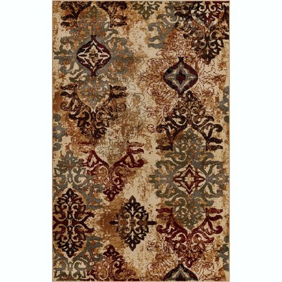 Braided Geometric Blue and Beige 5' x 8' Synthetic Indoor Rug
