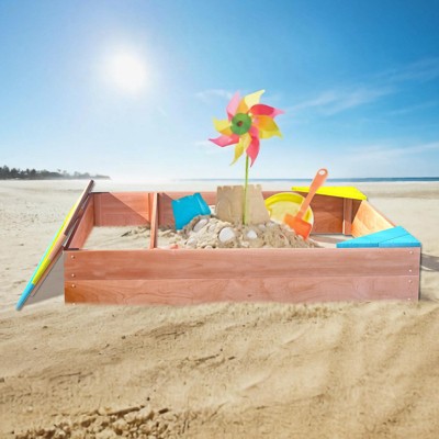 Colorful Firwood Children's Sandbox with Storage Box