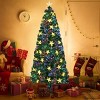 6ft 7ft Artificial Spruce Christmas Tree,Pre-Lit Fiber Optic with LED Stars and Metal Stand for Holiday Decor-Baofuwish - 2 of 4
