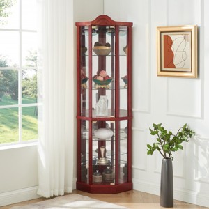 72"H Lighted Corner Curio Cabinet, Display Cabinet with Shelves, Tempered Glass Door Corner China Cabinet for Living or Dining Room - Koiai - 1 of 4