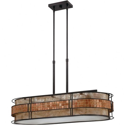 Renaissance Copper Drum Pendant Light with Mosaic Tile Shade