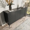 63" Modern Sideboard Buffet Cabinet with Honeycomb Doors and 4 Adjustable Shelves for Dining Room or Entryway-Baofuwish - 3 of 4