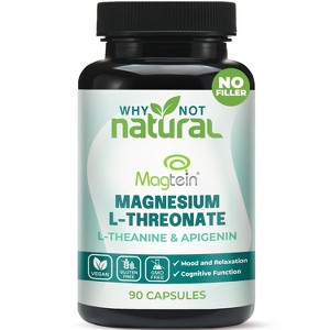 Why Not Natural Magnesium L-Threonate Complex with Apigenin and L-theanine, 90 Capsules, Patented Magtein Supplement - 1 of 4