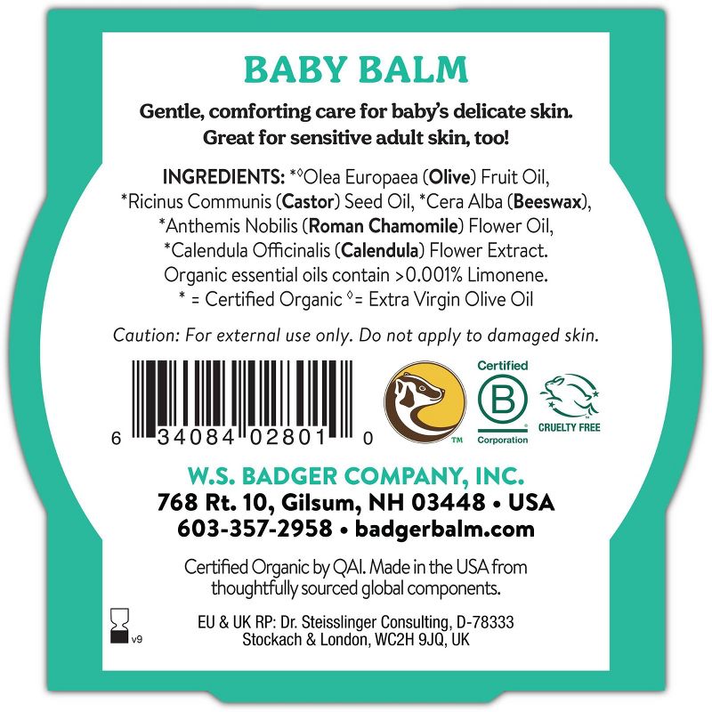 Badger Organic Baby Balm Skin Care - 2oz, 4 of 8
