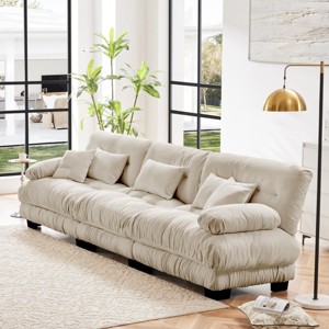 3-Seater Sectional Sofa Deep Seat Sofa Couch Chenille Soft Comfy Upholstered Sofa for Living Room, Apartment-Tanpinhause - 1 of 4