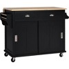 Ridstar 52.2 in. W Kitchen Cart with Storage Cabinet and 2 Drawers For Kitchen & Dining Room-Black - 4 of 4