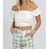 Women's LINEN PUFF SLEEVE OPEN-BACK CROP - MABLE - 3 of 4