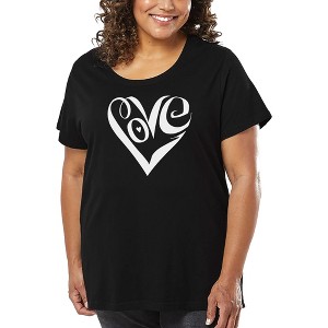 LA Pop Art Women's Word Art T-shirt - Script Love Heart - 1 of 4