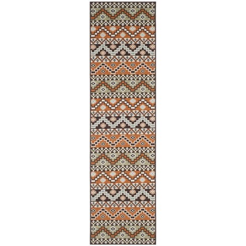 Veranda Ver095 Power Loomed Indoor/outdoor Runner Rug - Terracotta ...