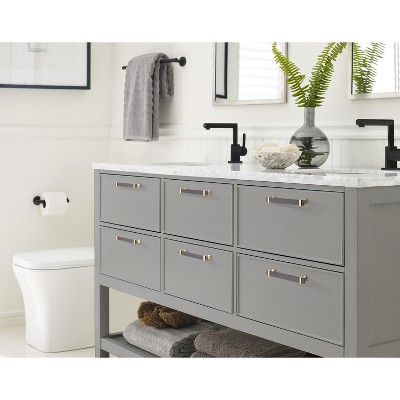 Black Chrome and Brushed Gold Bar Cabinet Pull with Mounting Hardware