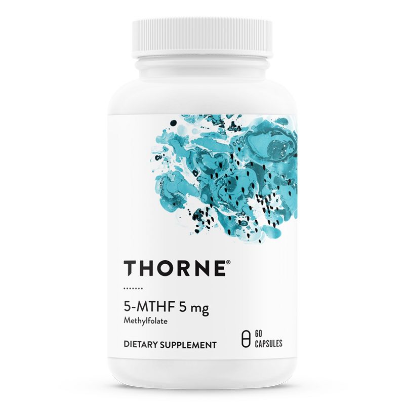 Thorne 5-MTHF 5mg - Methylfolate (Active B9 Folate) Supplement - Supports Cardiovascular Health, Methylation, and Homocysteine Levels - 60 Capsules, 1 of 7