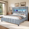 Bed Frame with LED Lights, Upholstered Platform Bed Frame with 51.2" Storage Headboard - 2 of 4