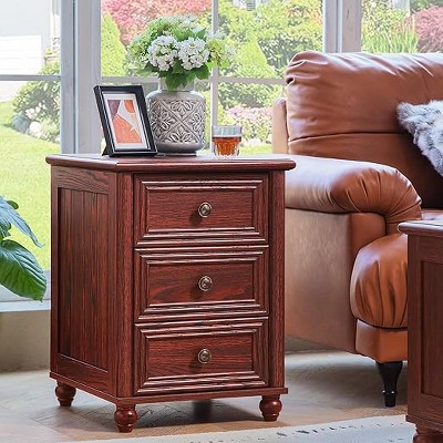 Gericco 18" Farmhouse Night Stand, Wood Nightstand, Bedside End Table with Shelf Storage, Bed Side Tables Cabinet Dresser for Bedroom