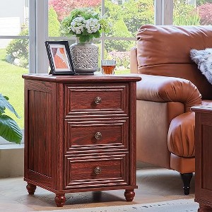 Gericco 18" Farmhouse Night Stand, Wood Nightstand, Bedside End Table with Shelf Storage, Bed Side Tables Cabinet Dresser for Bedroom - 1 of 4