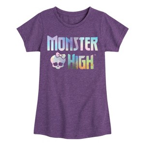 Girls' - Monster High - Pastel Logo Fitted Short Sleeve Graphic T-Shirt - 1 of 4