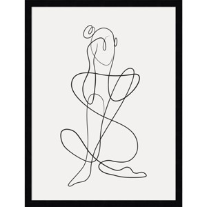 19" x 25" Thinking of You Line Art by Rachel Lee Wood Framed Wall Art Print - Amanti Art: Giclee Lithograph, Modern Decor - 1 of 4