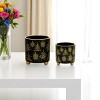 HomeRoots Set of Two Black And Gold Ceramic Pot Planters - 2 of 4
